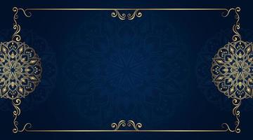 Blue background with golden mandala ornament vector
