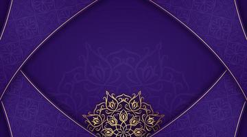 púrpura antecedentes con dorado mandala ornamento vector