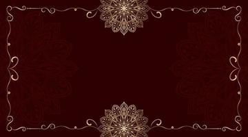 Red background with golden mandala ornament vector