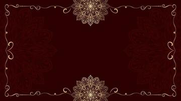 Red background with golden mandala ornament vector