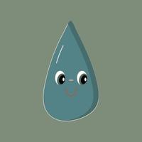 Cute smiling happy water drop. Vector flat cartoon character illustration.Isolated on white background.Water drop character concept