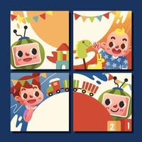 Cheerful Toddler Social Media Template vector