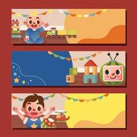 Cheerful Toddler Horizontal Banner Template vector