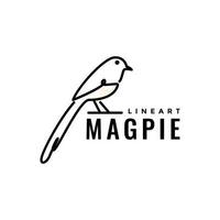 little bird singer magpie long tails beauty line art modern logo design vector