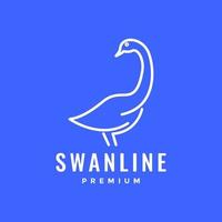 bird wildlife swan long neck beak line modern minimal logo design vector