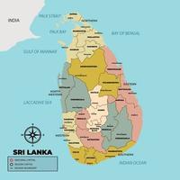 sri lanka mapa con distrito nombre vector