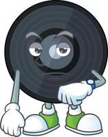 Cartoon character of music viynl disc vector