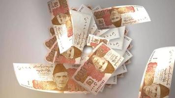 Pakistani 5,000 rupee money. Paper PKR banknotes. Business and economy in Pakistan, inflation concept video