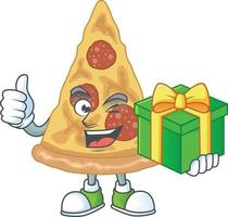 Cartoon character of slice of pizza vector