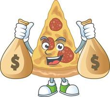 Cartoon character of slice of pizza vector