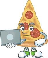 Cartoon character of slice of pizza vector