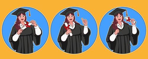 happy female student celebrating graduation vector