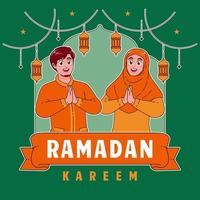 happy ramadan kareem illustration background vector