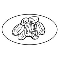 Baking tea sweets. Doodle illustration for the menu. Cakes, cookies, tea, coffee, bread, toast. vector