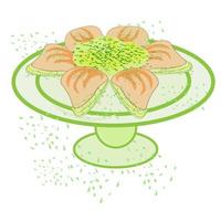 Dessert Cakes Pastries tea sweets oriental. Doodle illustration for the menu. vector