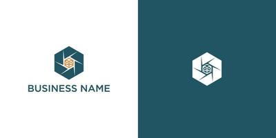 Logo, label, badge, emblem or logotype element with owl and shutter for business, photographer, studio, corporation or web vector