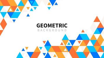 Template with a colorful blue, orange gradient triangular pattern on each corner position with a space. Modern white geometric background for business or corporate presentation. Vector illustration