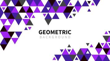 Template with a colorful purple gradient triangular pattern on each corner position with a space. Modern monochrome geometric background for business or corporate presentation. Vector illustration