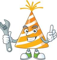 Cartoon character of yellow party hat vector