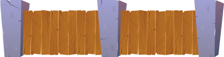 Cartoon fence made from wood and stones png