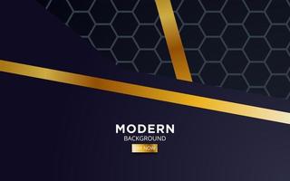 premium dark blue overlap background banner design. Realistic overlap layer on black textured background with golden line. vector