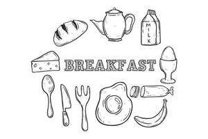 desayuno o almuerzo colección con bosquejo estilo vector