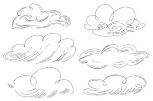 Set of vector clouds drawn in doodle style.