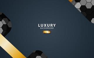 Luxury premium black and gold overlap layers background banner design. Realistic golden light effect on textured hexagon background. vector