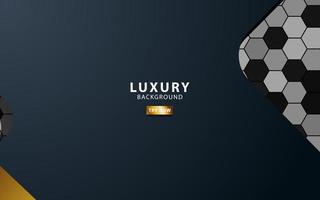 Luxury premium black and gold overlap layers background banner design. Realistic golden light effect on textured hexagon background. vector