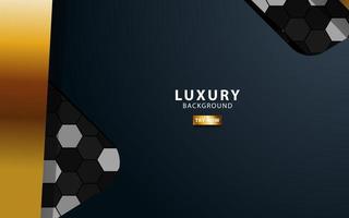 Luxury premium black and gold overlap layers background banner design. Realistic golden light effect on textured hexagon background. vector