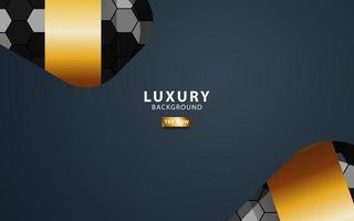 Luxury premium black and gold overlap layers background banner design. Realistic golden light effect on textured hexagon background. vector