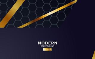 premium dark blue overlap background banner design. Realistic overlap layer on black textured background with golden line. vector