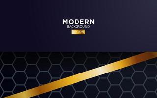 premium dark blue overlap background banner design. Realistic overlap layer on black textured background with golden line. vector