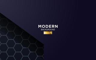 premium dark blue overlap background banner design. Realistic overlap layer on black textured background with golden line. vector