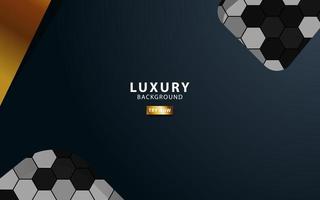 Luxury premium black and gold overlap layers background banner design. Realistic golden light effect on textured hexagon background. vector