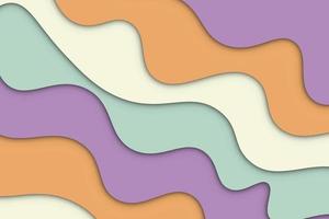 Colorful wave with shadow in paper style background. vector