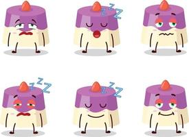 Cartoon character of cake with sleepy expression vector