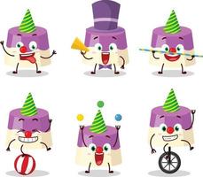 Cartoon character of cake with various circus shows vector