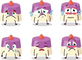 Cake cartoon in character with sad expression vector