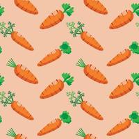 Fresh carrot vegetable in seamless pattern. vector