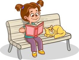 linda pequeño niños leyendo un libro vector