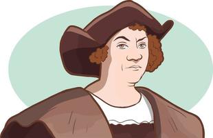 portrait drawing of christopher columbus vector illustration