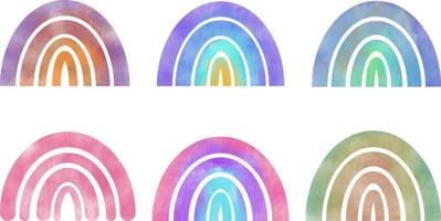 Watercolor pastel color rainbows collection vector