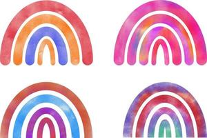 Watercolor pastel color rainbows collection vector