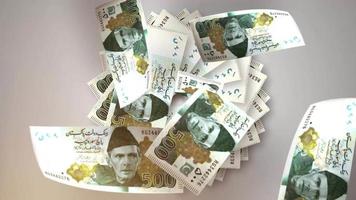 Pakistani 500 rupee money. Paper PKR banknotes. Business and economy in Pakistan, inflation concept video