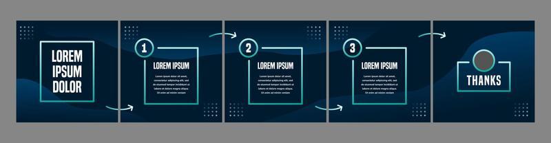 set of modern carousel templates for social media posts. dark theme social media template