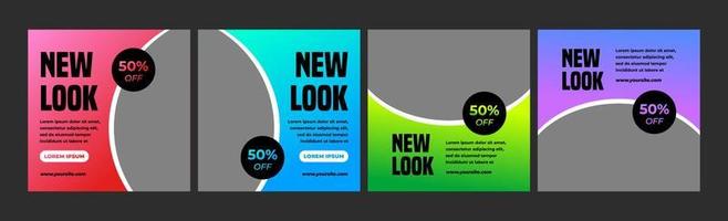 discount post template for promotion on social media and web .set of banner template for social media. social media template with gradient background. vector