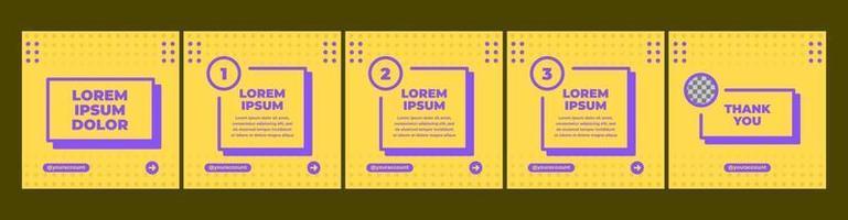 set of creative carousel templates for social media posts. social media template with yellow and purple color theme vector