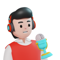 3d maschio podcaster png