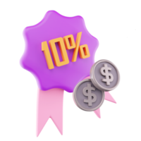 dix pourcentage remise badge 3d icône png